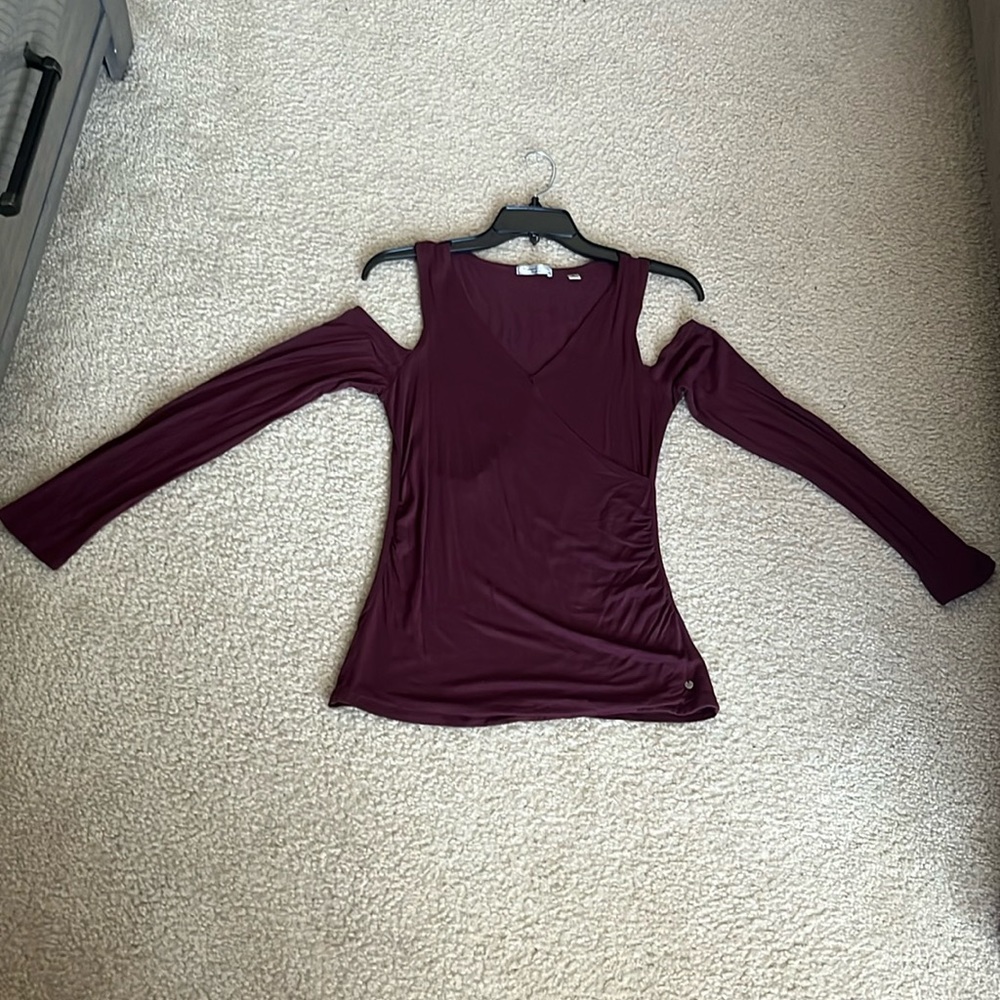 Off the shoulder, long sleeve maroon top. Abercrombie & Fitch